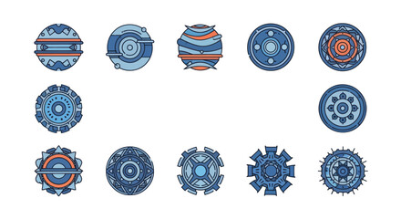 Abstract geometric designs colorful circles with intricate patterns