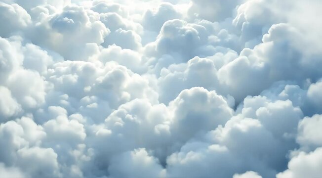 A surface of soft, fluffy clouds moving gently through the sky, their textures constantly shifting and changing with the wind  