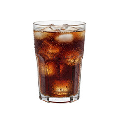 Coca Cola Cold Drink in Glass With Ice cubes isolated on transparent background, png 