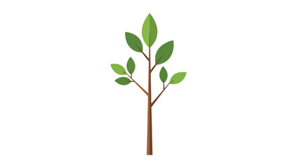 A flat illustration of a sapling with brown branches and green leaves