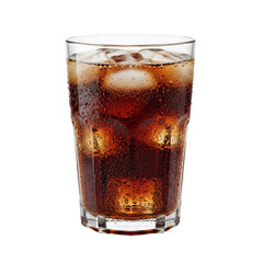 Coca Cola Cold Drink in Glass With Ice cubes isolated on transparent background, png 