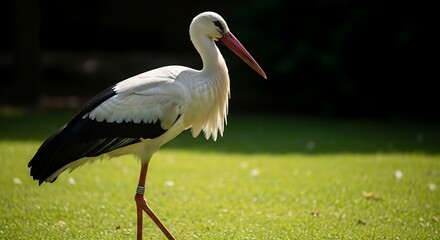 Obraz premium Side View of White Stork on Blurred Background