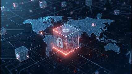 Global digital data protection concept, cyber security visualization network - Powered by Adobe