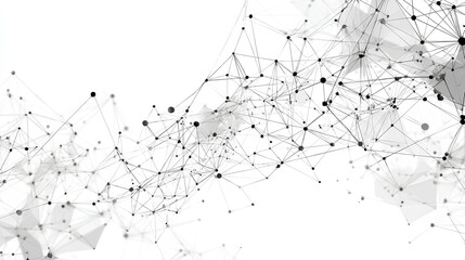 Abstract tech network connection dots. Digital technology and big data analysis background. White background with plexus lines. Geometric background with abstract mesh Stock Vector