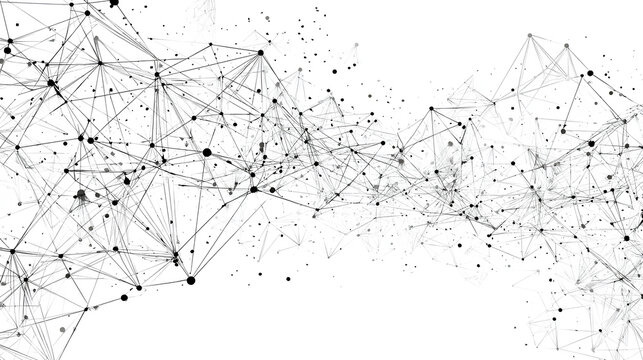 Abstract tech network connection dots. Digital technology and big data analysis background. White background with plexus lines. Geometric background with abstract mesh Stock Vector