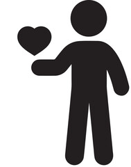Simple icon of a person holding a heart of love