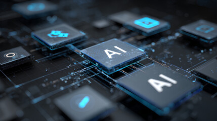 AI workflow automation artificial intelligence software interface nodes triggers data tool dashboard coding icon flow process technology 3d rendering. Stock Illustration