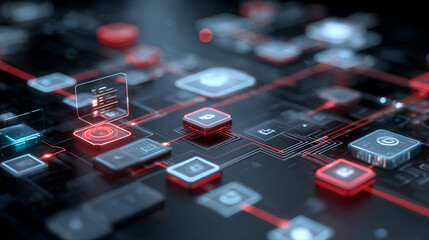 AI workflow automation artificial intelligence software interface nodes triggers data tool dashboard coding icon flow process technology 3d rendering. Stock Illustration