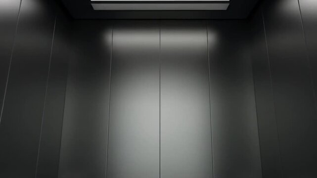 Modern elevator interior with bright green background, ready for travel, conveying concepts of movement, progress, and accessibility