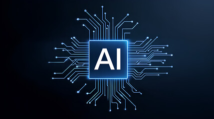 Artificial intelligence icon, sign, logo in the circuit line style. AI processor vector icon flat design. Motherboard digital chip AI. Machine learning design Stock Vector