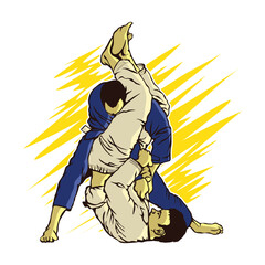 Brazilian Jiu-jitsu martial art illustration, perfect for t shirt