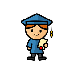 Cute cartoon student graduate character