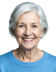 Face of happy and smiling old woman, transparent background, Caucasian woman 3