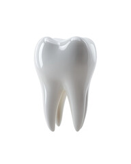 Close-Up View of a Clean, Glossy White Tooth Showcasing Dental Health and Hygiene on Transparent Background