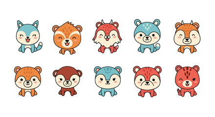 Cartoon animals collection diverse forest creatures characters for design