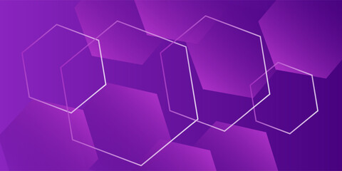 simple banner purple background with hexagon lines vector