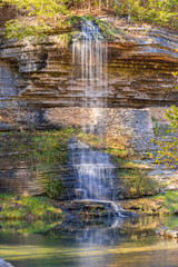 Sunny view of the beautiful autumn landscape in Dogwood Canyon Nature Park
