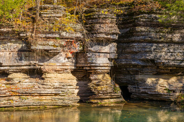 Sunny view of the beautiful autumn landscape in Dogwood Canyon Nature Park