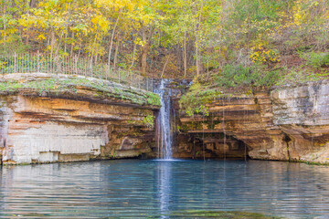 Sunny view of the beautiful autumn landscape in Dogwood Canyon Nature Park
