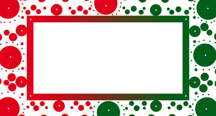 Rectangular Frame with Red-to-Green Gradient Border and Symmetrical Circles in Red and Green for a Playful, Festive, and Minimalist Decorative Design