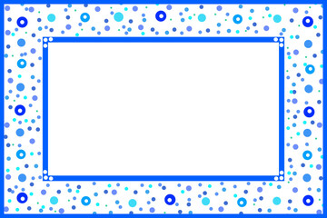 Rectangular Frame with Solid Blue Inner Border and Blue-Cyan Dots and Circles for a Playful, Festive, and Minimalist Decorative Design