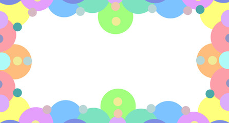 Symmetrical Frame of Overlapping Translucent Circles in Green, Blue, Pink, Purple, Yellow, and Orange for a Playful, Festive, and Minimalist Decorative Design