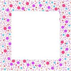 Square Frame of Scattered Dots in Pink, Red, Purple, and Blue for a Playful, Festive, and Minimalist Decorative Design