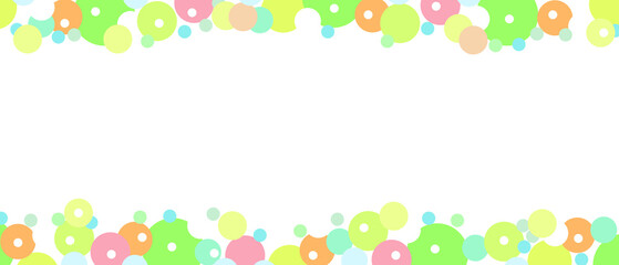 Top and Bottom Border of Pastel Circles with Inner Dots in Green, Yellow, Pink, Orange, and Blue for a Playful, Festive, and Minimalist Decorative Design
