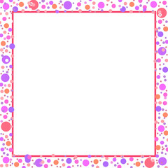 Square Frame with Red Outline and Dots in Pink, Red, and Purple Plus Corner Numbers for a Playful, Festive, and Minimalist Decorative Design