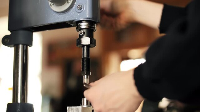 Stamping design onto leather with press machine