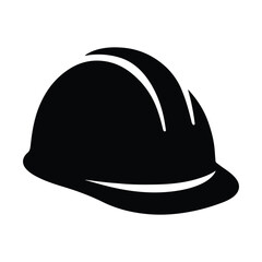 Black Silhouette of Construction Hard Hat Icon, Safety Helmet Symbol for Industrial Protection, Occupational Safety Signage, Engineering Equipment, Workplace Security Illustration Stock Image