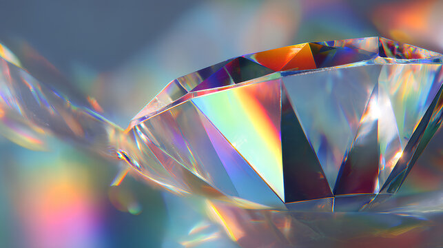crystal diamond with rainbow prism light, optical bokeh, glass spectrum overlay, sparkle effect, rainbow glow - Powered by Adobe