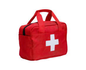 Emergency first aid kit for home or travel safety and preparedness on transparent background