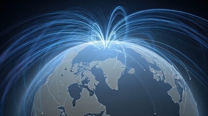Polar Jet Stream Abstract Flow Lines Illustrate Atmospheric Patterns Over a Hemisphere With Space for Weather Forecast Text
