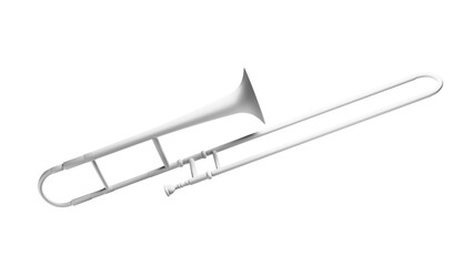 Trumpet musical instrument mockup. Trumpet musical instrument in black and white. Trumpet musical instrument without color. Musical instrument mockup. © Alexander Sulghin