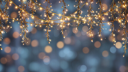 festive light with gold garland ribbon glowing string lamp led border decoration holiday card background party design transparent vector winter celebration banner happy year