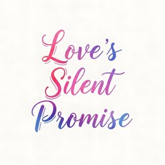 Inspirational quote on a white background with colorful cursive text emphasizing love, silence, and promises in a visually appealing design