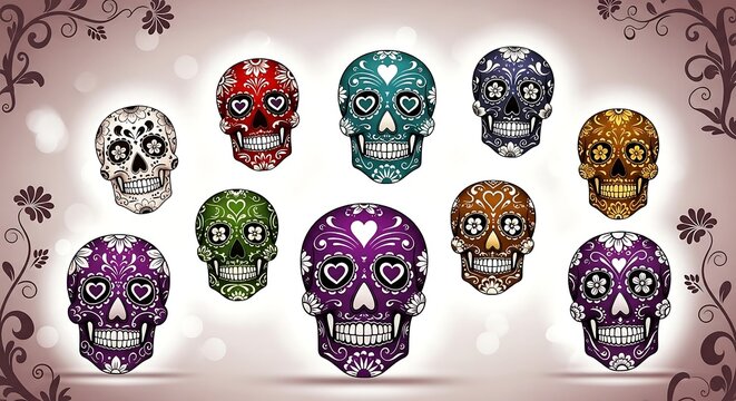 day of the dead sugar skulls art colorful sugar skulls celebrating dia de los muertos commemorating lost loved ones vibrant traditional mexican artistry