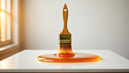 paintbrush in honey