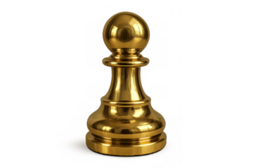 Gold chess pawn standing on transparent background, symbolizing strategy, business opportunity, and success