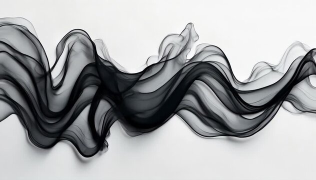 Abstract black ink flow with soft transparency 