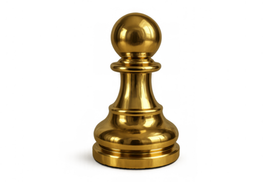 Gold chess pawn standing on transparent background, symbolizing strategy, business opportunity, and success