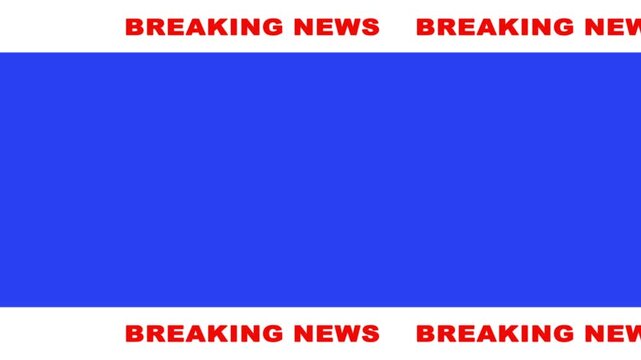 Breaking news lower third screen overlay. TV broadcast style animated L3rd chyron template for live updates & news reports. 4K loop background.