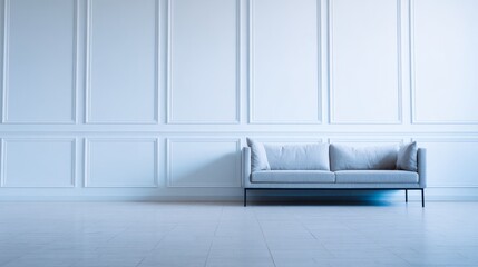 residential. Minimalist living room featuring white walls and wooden floors, bathed in natural ambient light for a clean aesthetic. real-estate listings.
