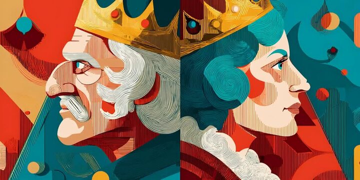 Dual Crowns: Generations in Regal Contrast, ai generated.