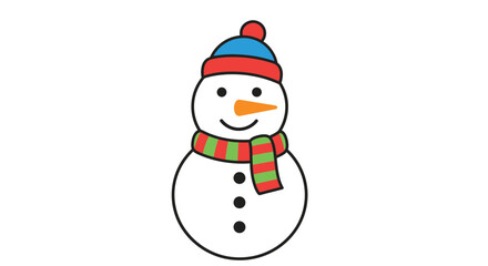 Illustration Vector SVG of a Snowman with Hat and Scarf in a Flat Design Style