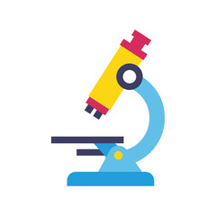 Illustration Vector SVG Design of a Microscope in Modern Flat Style with Blue Yellow and Red Colors