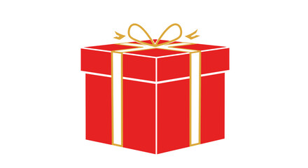 Illustration Vector SVG of Red Gift Box with Golden Bow Modern Flat Design