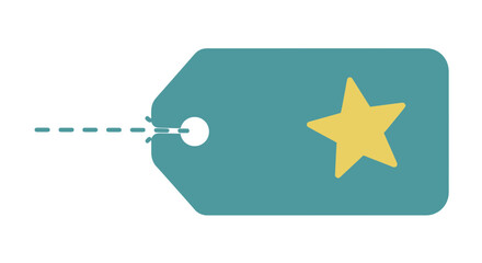 Vector SVG Icon of Teal Tag with Yellow Star Flat Design Style