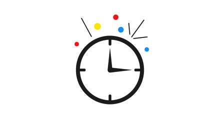 Time Management Vector SVG Icon Design with Clock and Colorful Circle Accents in Minimalist Style